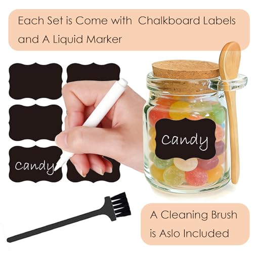 Sugar Scrub Containers, Bath Salt Jar, Spice Jars with Bamboo Spoon, Body Scrub Containers, 8oz Sugar Scrub Jars, Homemade Butter Container W/ Labels and Cleaning Brush, 12 Pack - color: 12 pack