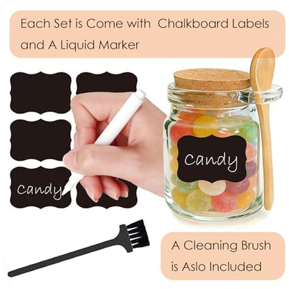 Sugar Scrub Containers, Bath Salt Jar, Spice Jars with Bamboo Spoon, Body Scrub Containers, 8oz Sugar Scrub Jars, Homemade Butter Container W/ Labels and Cleaning Brush, 12 Pack - color: 12 pack