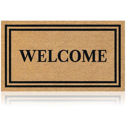Coir Welcome Mat, Non-Slip, Welcome Classic 6, 17x29 in | 100% Natural Coir, Anti-Shedding, Durable PVC Backing, Traps Dirt and Mud, Indoor and Outdoor Entryway, Easy to Clean - color: Welcome Classic 6