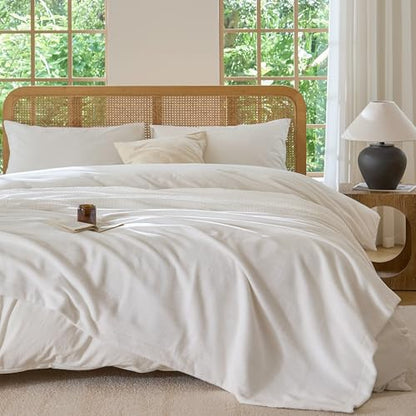 CHUFFED Cotton Waffle Blanket King Size - Plush Milk Velvet & Reversible Waffle Weave,Anti-Static 500Gsm Design，Thick Cozy Soft Winter Blanket for Bed, Couch, Sofa - White, 104x90 Inches - color: White, size: King