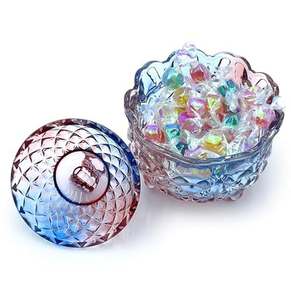Colorful Crystal Glass Candy Snack Barrel Storage Jar Embossed Luxury Cookie Buffet Canister With Lids Jewelry Box Jar Biscuit Containers(Blue Purple Mixture) - color: Butterfly-Blue Purple Mixture