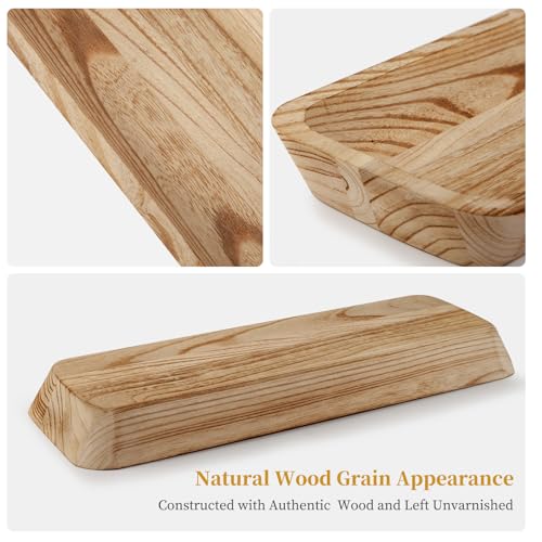 16" Long Wooden Dough Bowl for Home Decor - Rustic Farmhouse decorative bowl, Wood Bowl Kitchen Table Decor, Dining Room Centerpiece with Natural Wood Grain
