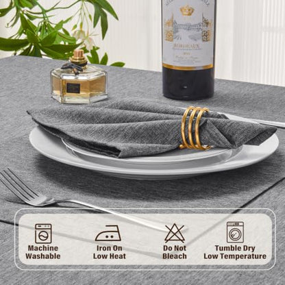 Gray 17x17 Polyester Linen Farmhouse Cloth Napkins Set of 8 | Waterproof, Stain Resistant, Shrink Proof, Washable, fabric, Outdoor, Reusable, Dining, Wedding, Kitchen, Party, Birthday - color: Gray