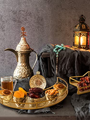 2PCS Ramadan Serving Trays Decorations for Home - Moon Star Shaped Eid Mubarak Table Decor Gifts, Islam Muslim Al-Fitr Iftar Party Crescent Iron Platters Dishes (Hollowed-Out) - style: Hollowed-out