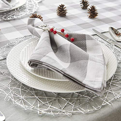 DII Buffalo Check Collection, Classic Farmhouse Cloth Napkin Set, 20x20, Gray & White, 6 Piece - color: Gray & White, size: 20" x 20" (Set of 6)