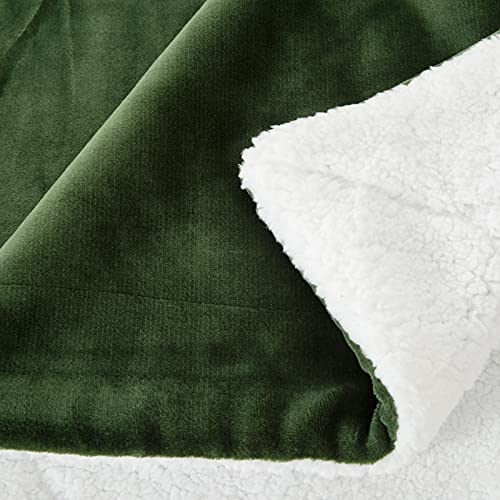 Sherpa Fleece Throw Blanket, Olive Green, 50x60 inches | Double-Sided Super Soft Luxurious Plush Blanket Throw Size - color: Olive Green, size: 50"×60"