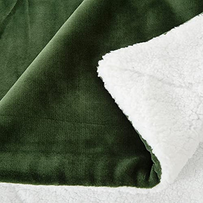 Sherpa Fleece Throw Blanket, Olive Green, 50x60 inches | Double-Sided Super Soft Luxurious Plush Blanket Throw Size - color: Olive Green, size: 50"×60"