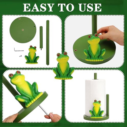 Frog Paper Towel Holder Cute Frog Kitchen Decor Countertop Toilet Paper Towel Stand 12.5 Inch Resin Decorative Funny Animal Gifts for Bathroom, Kitchen, Farmhouse, Home Decor - style: Frog