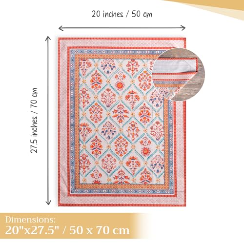 Maison d' Hermine Kitchen Towels Set of 3 Reusable 100% Cotton 27.50" x 20" | Cloth Tea Dish Towels Absorbent with Hanging Loop for Kitchen Dining Party Hotel Home Thanksgiving Christmas - Romane - color: 038 - Romane