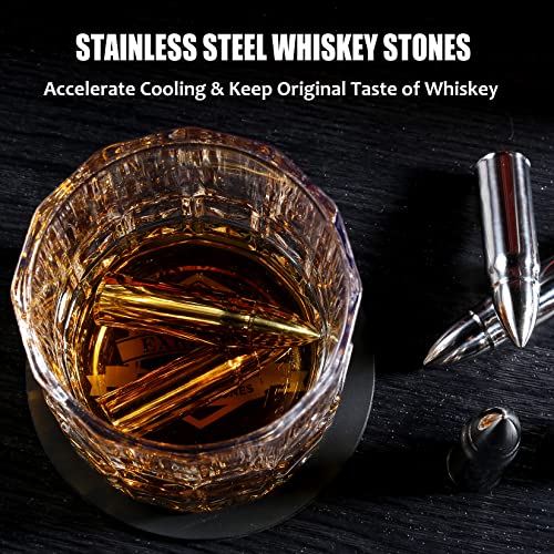 Whiskey Gifts for Men Dad, Father's Day Anniversary Bourbon Gifts for Him | Dad Birthday Gifts Ideas from Daughter Son, Stainless Steel Whiskey Stones and Glasses Set for Housewarming Retirement Gifts - style: Straight Glasses+Stainless Steel Stones for D