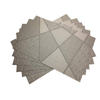 Natural Placemats Woven Vinyl Non-Slip Insulation Heat Stain Resistant Washable Table Placemats Kitchen Dining Table Top Meal Mat Place Mats PVC Set of 6, Natural Wood Color - color: Wood Color