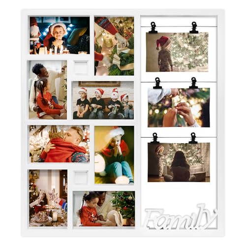 Jerry & Maggie Family Photo Frame, 11 Pictures Frame Multi Selfie Gallery Collage, Family Picture Frames Collage Wall Decor, No Assembly Needed, Assorted Frames for Gallery Wall (White) - color: White, size: 11 Opening