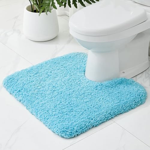 Toilet Rugs U-Shaped Mat 24x22, Contour Bathroom Mat - Ultra Soft & Absorbent Microfiber, Quick-Dry, Machine Washable with High Density Foam Latex Non Slip Backing, Teal - color: Teal, size: 24" X 22"(Toilet Rug)