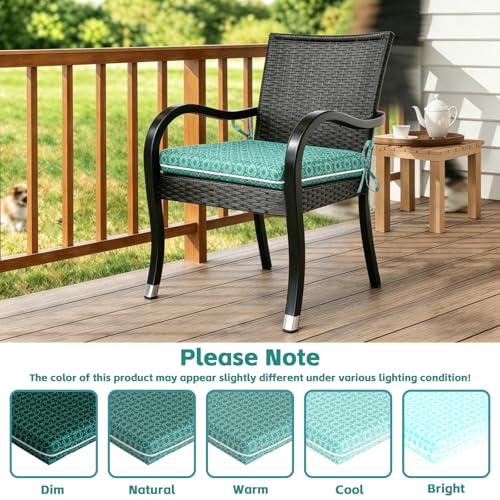 COZYVIDA Outdoor Chair Cushions Set of 4, 20"x20" Square Seat Pads with Tie Straps and YKK Zippers, 35D High-Density Foam, Water-Resistant Fabric,UV-Resistant 1000+ Hrs - color: Print 018