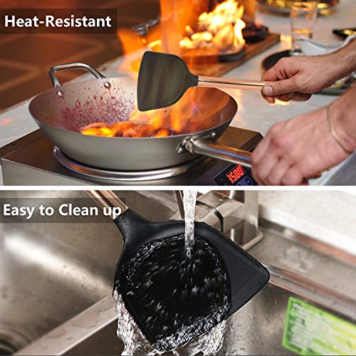 MIBOTE Silicone Cooking Kitchen Utensils Set, Wooden Handle, Coffee | BPA-Free, Non-Toxic Silicone Turner, Tongs, Spatula, Spoon Set – Great for Nonstick Cookware, Heat-Resistant, Easy Clean - color: 1-Copper