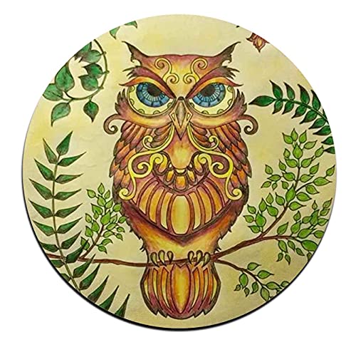 Watercolor Owl Round Coaster Set - Made of Recycled Rubber - Set of 4 - color: Watercolor Owl