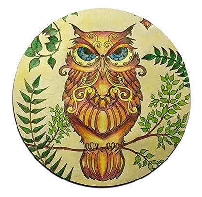 Watercolor Owl Round Coaster Set - Made of Recycled Rubber - Set of 4 - color: Watercolor Owl