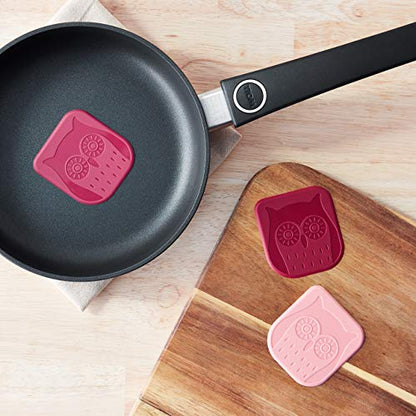 Tovolo Nylon Owl Set of 3 Pan, Reinforced Dishwashing Tool, Durable Plastic Dish Scrapers Safe for Nonstick Cookware & Cast Iron Skillets, Pink (Pack of 2) - color: Rosado