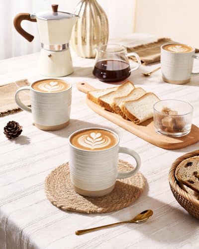 famiware Coffee Mugs Set of 4, 13 oz Mug Set, Ceramic Cup Set with Handle | Stoneware Mug for Coffee, Tea, Latte, Cappuccino, Microwave and Dishwasher Safe, Constellation Series，Cream - color: Constellation-Cream, size: 4 Count (Pack of 1)