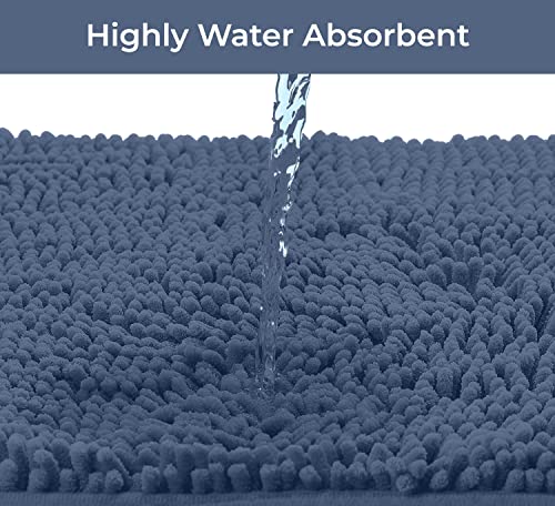 LuxUrux Bathroom Rugs Sets 2 Piece: Quick Dry, Soft Plush Anti-Slip, Super Absorbent. Includes Rectangular (31x20 inches) & U-Shaped Toilet Mat (20x20 inches) | Medium Blue - color: Medium Blue, size: 2 Piece Set