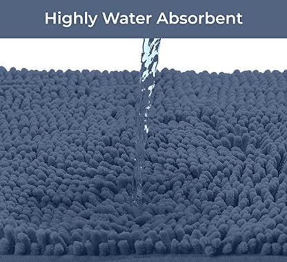 LuxUrux Bathroom Rugs Sets 2 Piece: Quick Dry, Soft Plush Anti-Slip, Super Absorbent. Includes Rectangular (31x20 inches) & U-Shaped Toilet Mat (20x20 inches) | Medium Blue - color: Medium Blue, size: 2 Piece Set