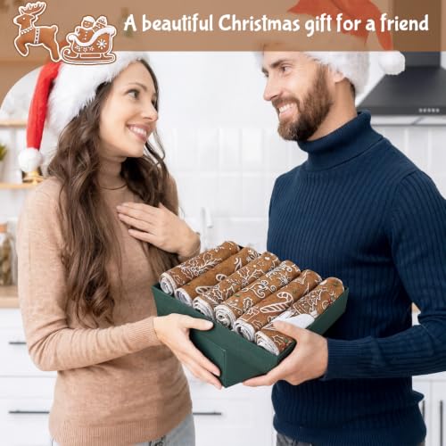 Redbaker 6 Pcs Gingerbread House Kitchen Towels Christmas Dish Towels | Absorbent Kitchen Hand Tea Dishcloth with Hanging Loop Winter Snowflakes Decorations for Xmas Bathroom Home Housewarming Gift - style: Gingerbread House