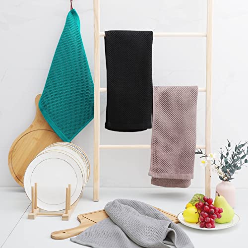 Homaxy 100% Cotton Waffle Weave Kitchen Towels, 3-Pack, Black | 13 x 28 Inches, Ultra Soft Absorbent Dish Towels, Quick Drying Cleaning Towels - color: Black, size: 13 X 28 - 3 Pack