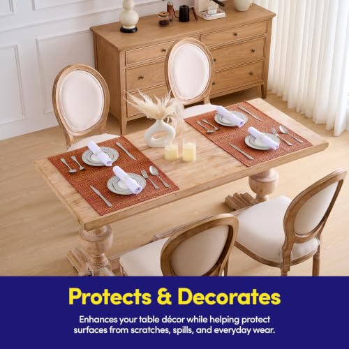 Sweet Home Collection 100% Cotton Placemats for Dining Room Rectangle Two Tone Woven Fabric 13" x 19" Soft Durable Table Mat Set, Set of 6, Rust - color: Rust, size: Rectangle 13" x 19"