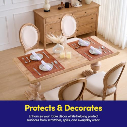 Sweet Home Collection 100% Cotton Placemats for Dining Room Rectangle Two Tone Woven Fabric 13" x 19" Soft Durable Table Mat Set, Set of 6, Rust - color: Rust, size: Rectangle 13" x 19"