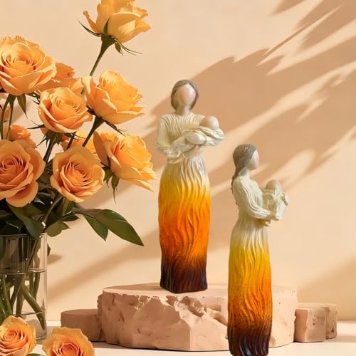New Mom Baby Figurines Gifts, First Time Mom Gift, Sculpted Resin Hand-Painted Mother and Baby Child Figures Statues, Gifts for Mother Birthday Mother’s Day Christmas - color: Newest Joy
