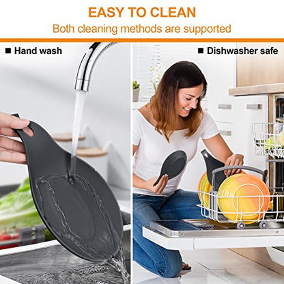 Spoon Rest for Stove Top, 3 Pack Small Silicone Spoon Holder for Kitchen Counter, Coffee Spoon Rest, Heat Resistant Cooking Spoon Holder Perfect Kitchen Gadgets - color: Gray