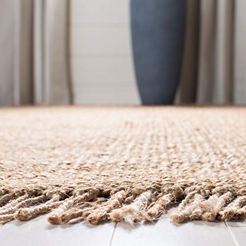 SAFAVIEH Natural Fiber Collection Runner Rug - 2'6" x 8', Natural, Handmade Boho Fringe Woven Jute, Ideal for High Traffic Areas in Living Room, Bedroom (NF368A) - color: Natural, size: 2'6" x 8' (Runner)