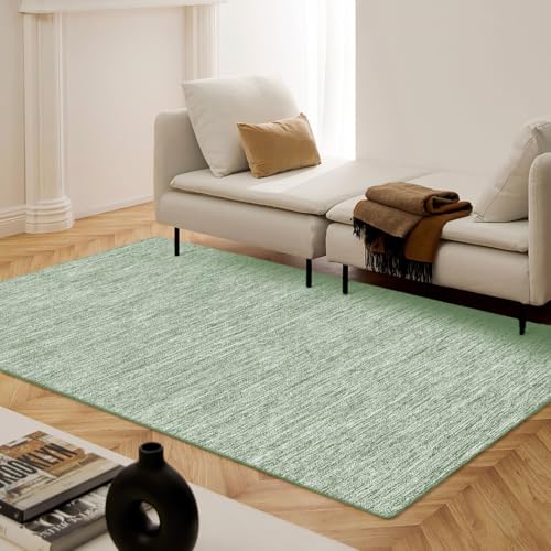Hand Woven Area Rug 3x5 Feet - Rustic Farmhouse Bohemian Accent Rug for Living Room Bedroom Kitchen Entryway Floor Mats - Ideal for High Traffic Areas 100% Cotton Rag Rug Green - color: Green, size: 3' x 5' (Rectangular)