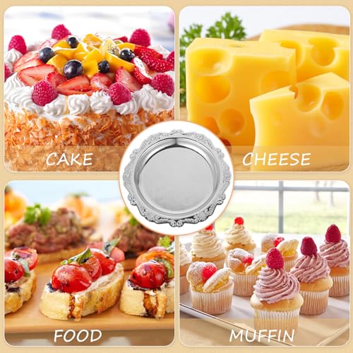 Luxshiny 2 Pcs Elegant Iron Serving Tray Decorative Dessert Serving Platter for Snacks Fruit Jewelry Display Party Wedding Home Table Decor