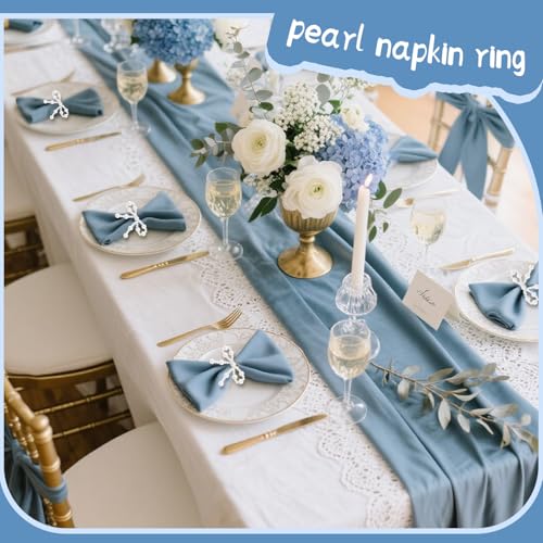 18 Pcs White Pearl Napkin Rings Adjustable Imitation Pearl String Elegant Napkin Holders for Weddings Dinner Parties and Everyday Use - color: White2