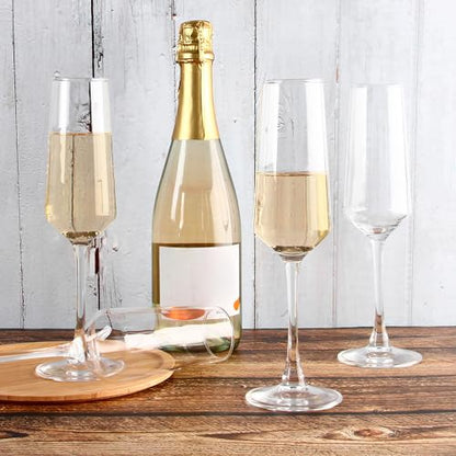 Champagne Flutes Set of 12, 7.5 oz Elegant Champagne Glasses | Clear Champagne Glasses for Champagne, Prosecco, Mimosa, Sparkling Wine
