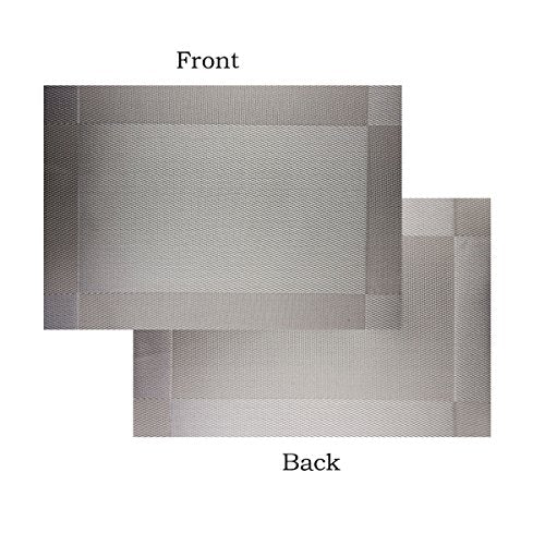 Placemats Set of 4 Washable Easy to Clean Woven Vinyl Placemats for Kitchen Table Woven Table placemats Mats 12x18 inches (Grey) - color: Gray, size: placemats set of 4