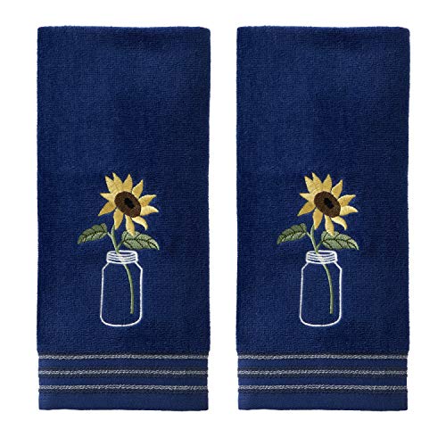 SKL Home by Saturday Knight Ltd. Sunflower in Jar Hand Towel (2-Pack), Blue - color: Sunflower in Jar, Blue