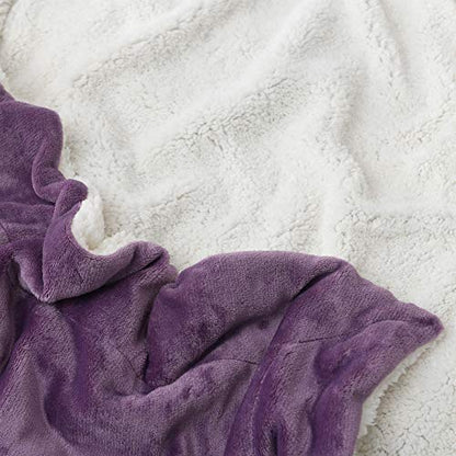 NANPIPER Couch Blanket Reversible Sherpa Flannel Blanket Ultra-Soft Plush Warm Fleece Microfiber (60"x80",Cassis Purple) - color: Cassis Purple, size: Twin