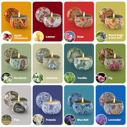 Scented Candles,Candle for Home,Soy Wax Aromatherapy Candel Set 12 Pack,with Gift Box - color: Multicolor