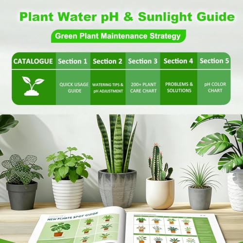 Soil Hygrometer Meter for Plants, Gardening Tool - Included 200+ Plants Care Guide, 80 pH Test Strips & Sample Tube, Soil Moisture Sensor for Indoor & Outdoor Use, No Battery Needed