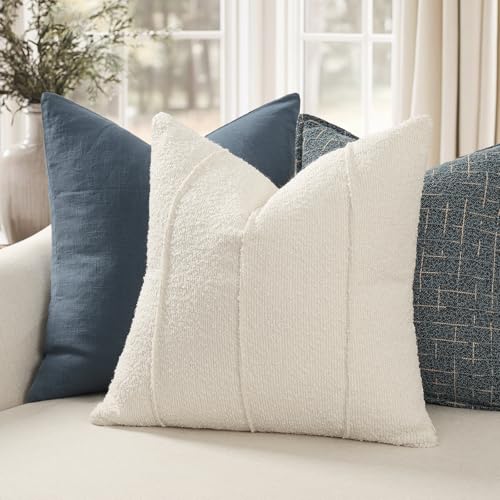 YCOLL Brown&Beige Textured Boucle Throw Pillow Covers