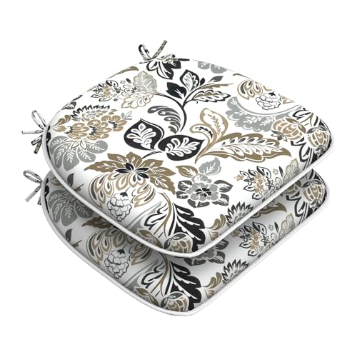 DYTXIII Set of 2 Outdoor Chair Cushions with Ties,Water Repellent Patio Chair Pads 17"x 16" for Outdoor Furniture,Round Corner Seat Cushions for Garden Yard Kitchen Dailey Tan - color: Dailey Tan, size: Pack of 2