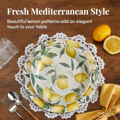 Bico Lemon Dreams Salad Plates Set of 4, 8.75 Inch Ceramic Dessert Plates for Salad, Appetizer, Side Dishes, Microwave and Dishwasher Safe, Gift for Housewarming and Thanksgiving - color: Lemon Dreams
