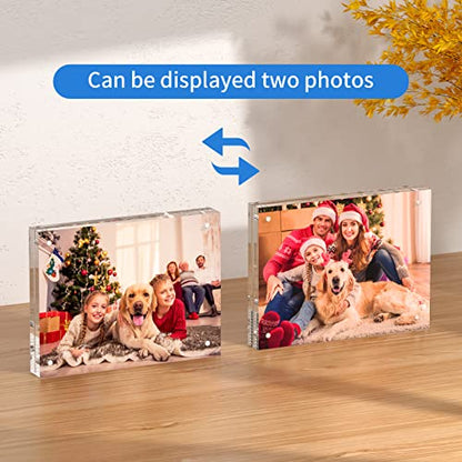 NIUBEE 5x7 Acrylic Frame, Clear Picture Frame 20% Thicker Block,Frameless Acrylic Frames Double Sided,Magnetic frames Display Desktop for Office/Home - size: 5x7"(1 Pack)