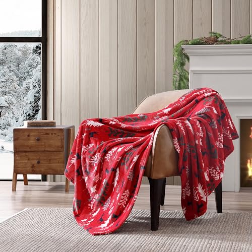 Eddie Bauer - Throw Blanket, Ultra-Soft & Reversible Plush Bedding, Blanket for Couch & Bed (Deer Woods Red, 50" x 60") - color: Deer Woods Red, size: 50" x 60"