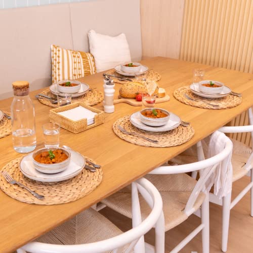 YANGQIHOME 6 Pack, Round Woven Placemats, Natural Water Hyacinth Wicker Place mats, Braided Straw Table Mats, Charger Plates for Dining Table, Fall, Thanksgiving, Christmas (11.8 inch) - size: 11.8 inch (Set of 6)