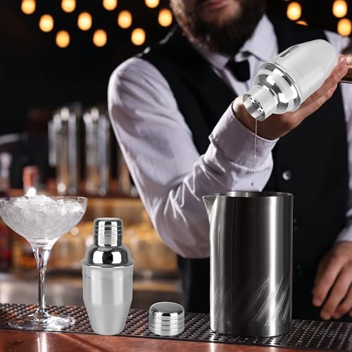 10 Pcs Bar Cocktail Shaker Professional Stainless Steel Martini Mixer Built-in Strainer for Home Bar Party Drink Mixing Tool (8 oz) - size: 8 oz