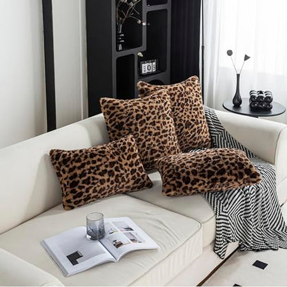 2 Packs Leopard Pillow Covers Furry 20x20 Inch Cheetah Print Pillow Faux Fur Pillow Covers Soft Plush Fluffy Cheetah Print Pillow Case 20"x20" - size: 20" x 20" (Pack of 2)