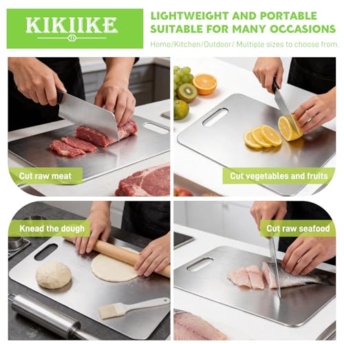 Titanium Cutting Board Double-Sided 100% Pure Titanium Cutting Boards for Kitchen - Food-Grade titanware chopping boards Stain-resistant Durable and easy to clean (15.3 x 11 in) - size: Medium